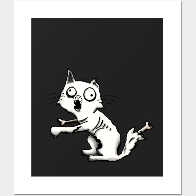 Zombie Kitty - Cute Undead Cat Wall Art by prettyinink